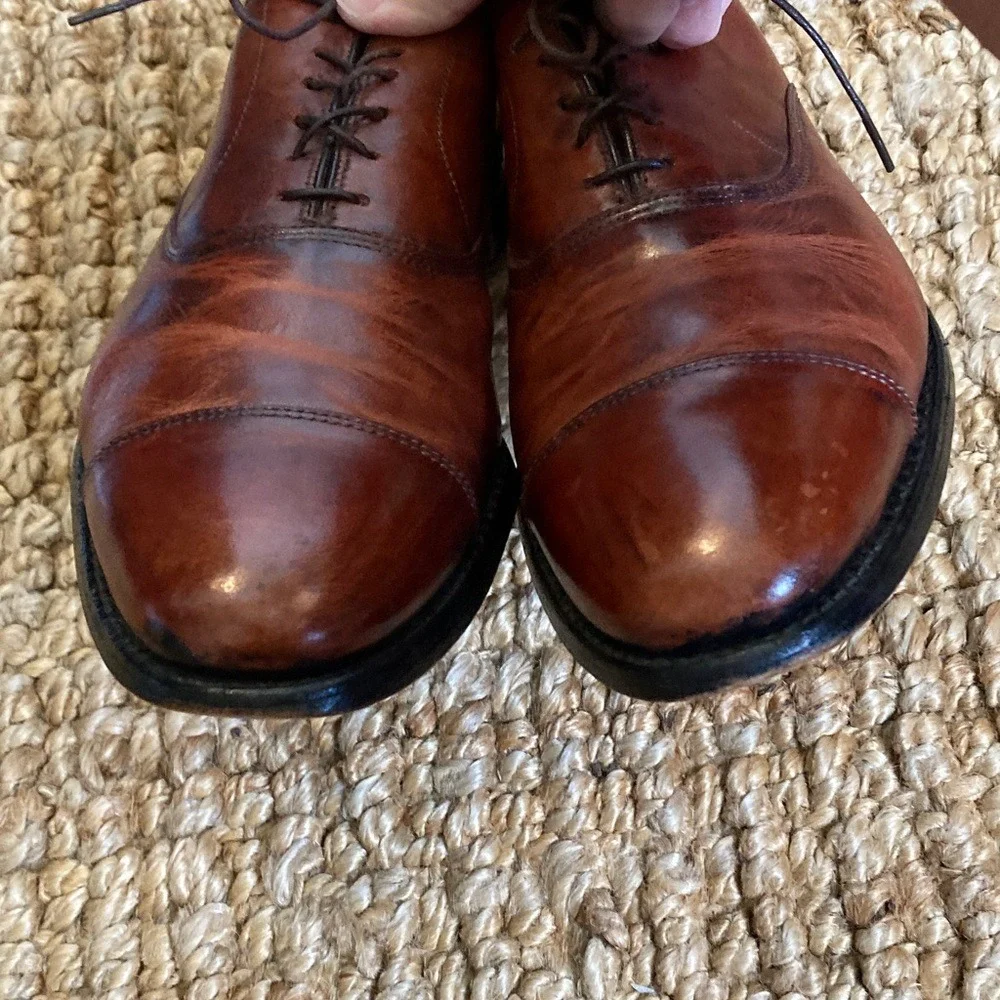 Allen‎ Edmunds Mens Brown Park Avenue Oxford Shoe Size 11C Cap Toe Lace Up